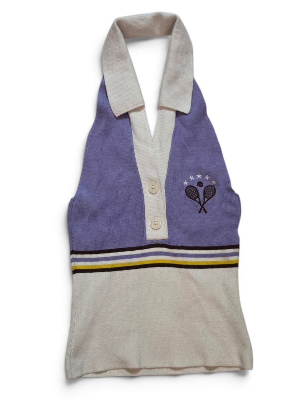 BDG Urban Outfitters Serena Collared Sweater Halter Top Purple Tennis Y2K SM